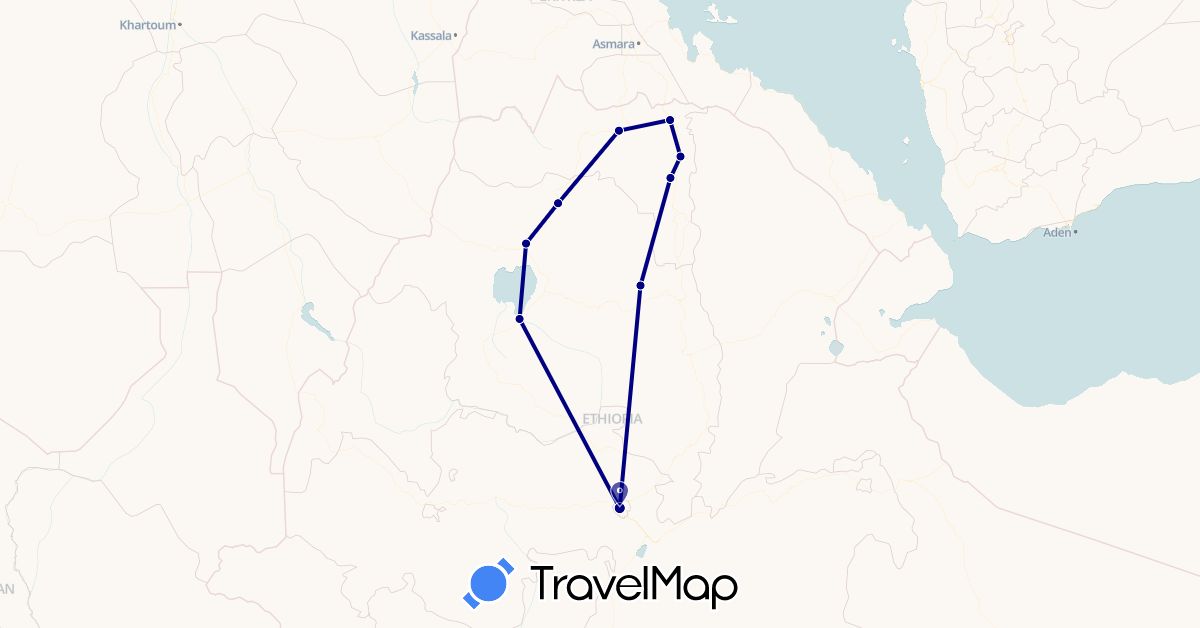 TravelMap itinerary: driving in Ethiopia (Africa)